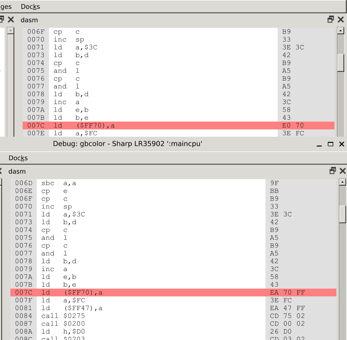 comparing raw opcodes